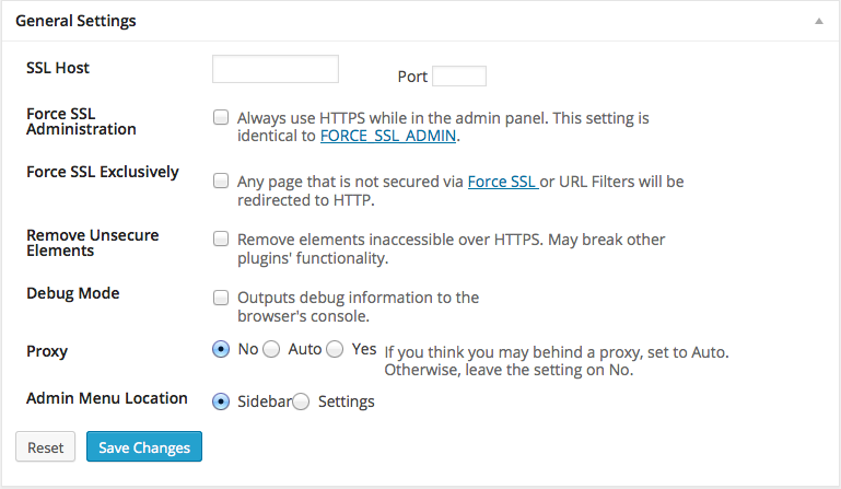 WordPress HTTPS設定画面